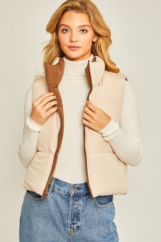 Cocoa Reversible Puff Vest