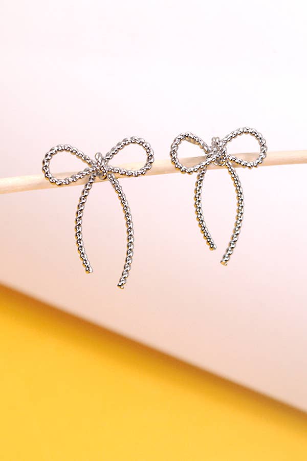 ROPE BOW DESIGN STUD EARRINGS : GOLD