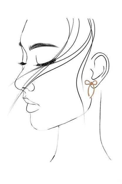 ROPE BOW DESIGN STUD EARRINGS : GOLD