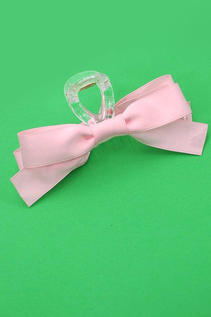 LARGE SILKY RIBBON BOW HAIR CLAW CLIPS: Ivory