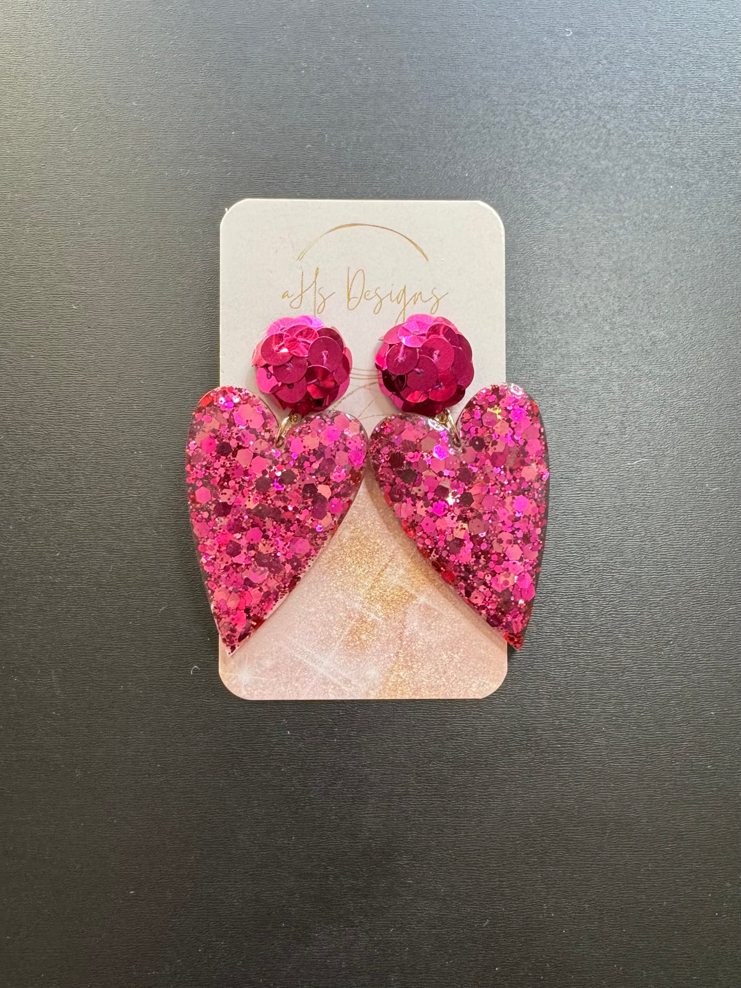 XOXO Heart Earrings with Sequin Topper