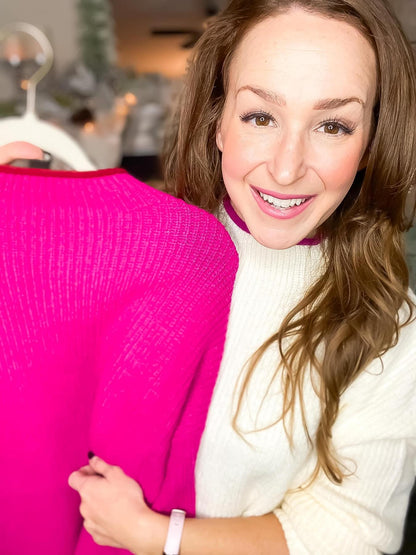 Pink Bliss: Mock Neck Sweater
