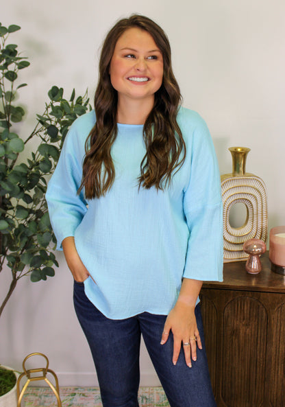 Blue Crinkle Blouse LT