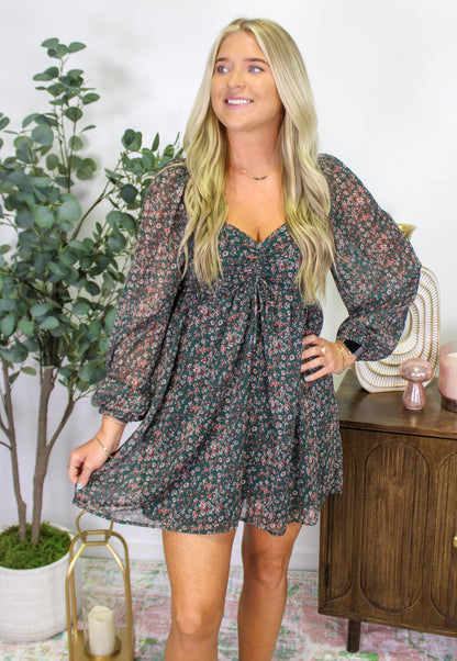 Floral Mini Dress (Red or Green)  Deal LT