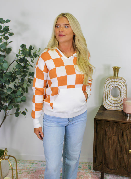 Orange Checkered Hoodie RTS