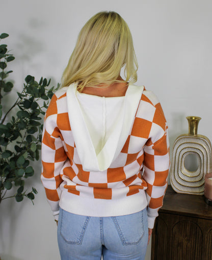 Orange Checkered Hoodie RTS