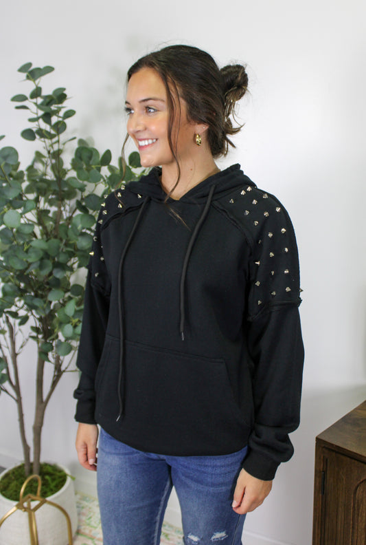 Black Studded Hoodie RTS