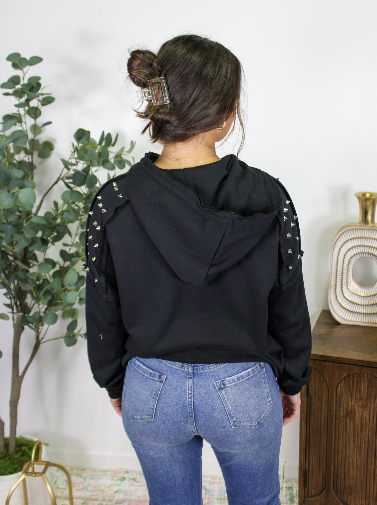 Black Studded Hoodie RTS