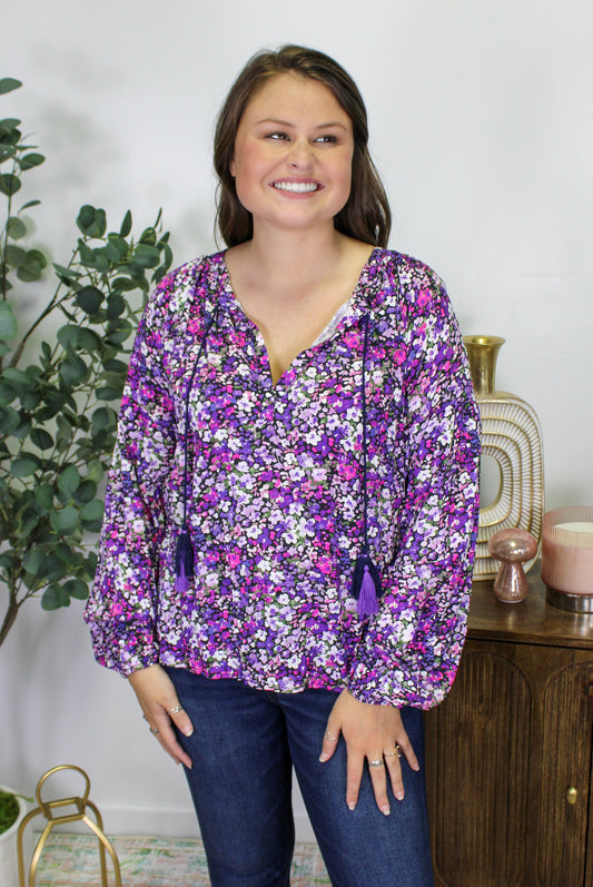 Purple Floral Blouse RTS