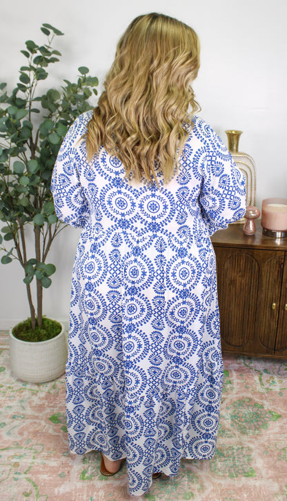 Blue Abstract Plus Size Maxi RTS