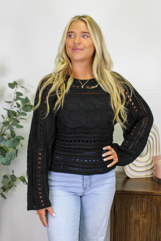 Black Hollow Knit Sweater LT