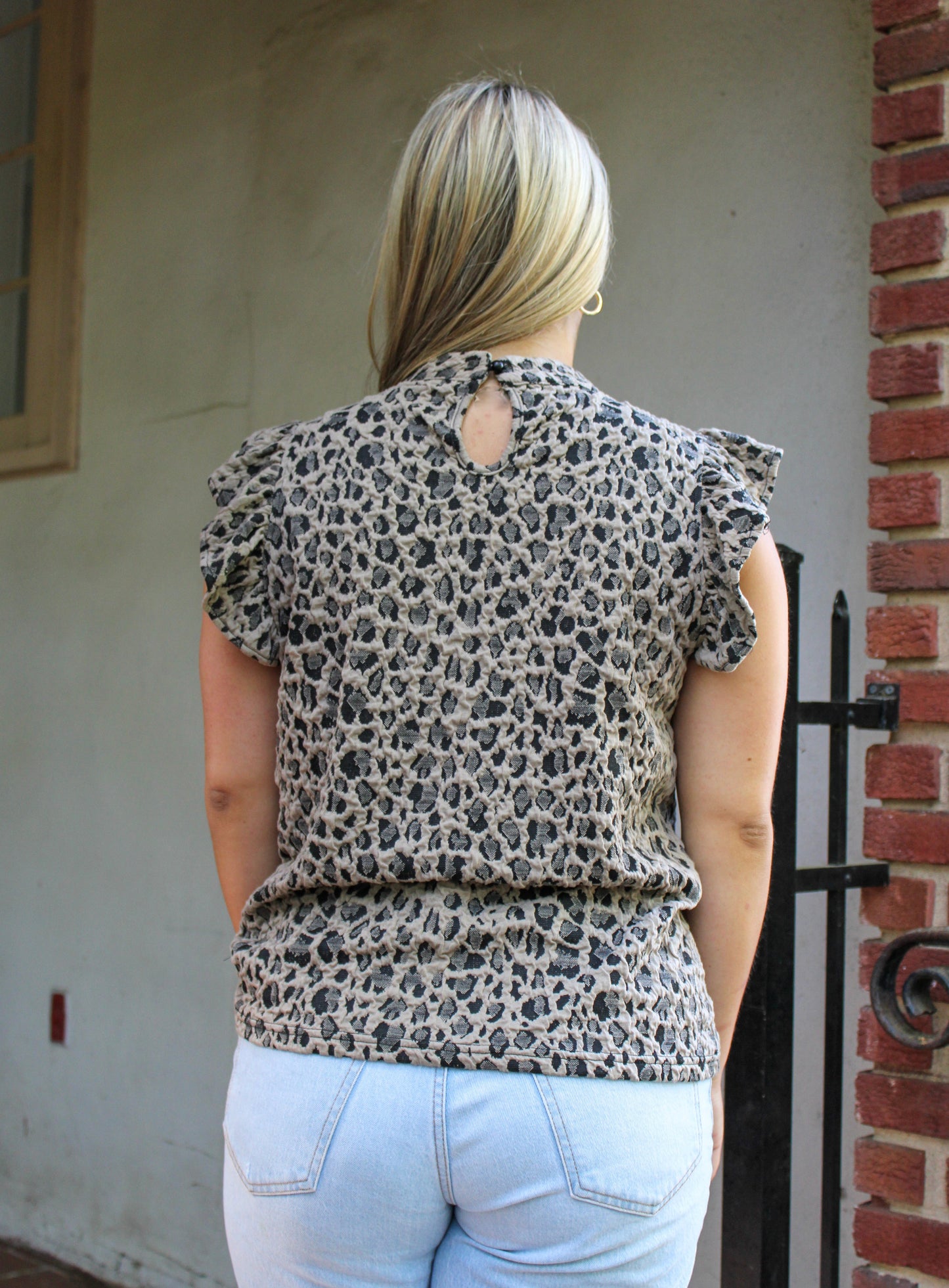 Leopard Print Ruffle Top RTS