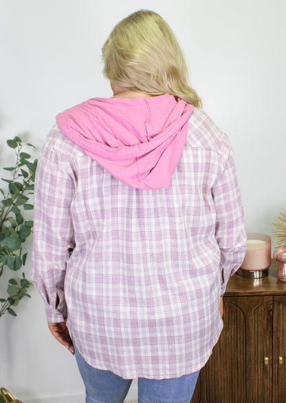 Pink Plaid Plus Size Hoodie LT