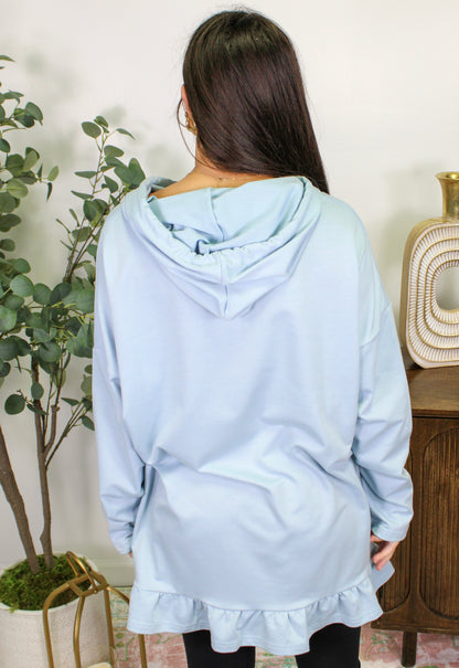 Blue Ruffled Hoodie LT