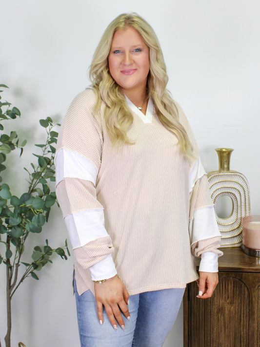 Corded Colorblock Plus Size Top LT