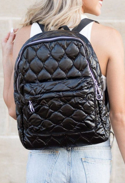 Black or Silver Quilted Bookbag RTS