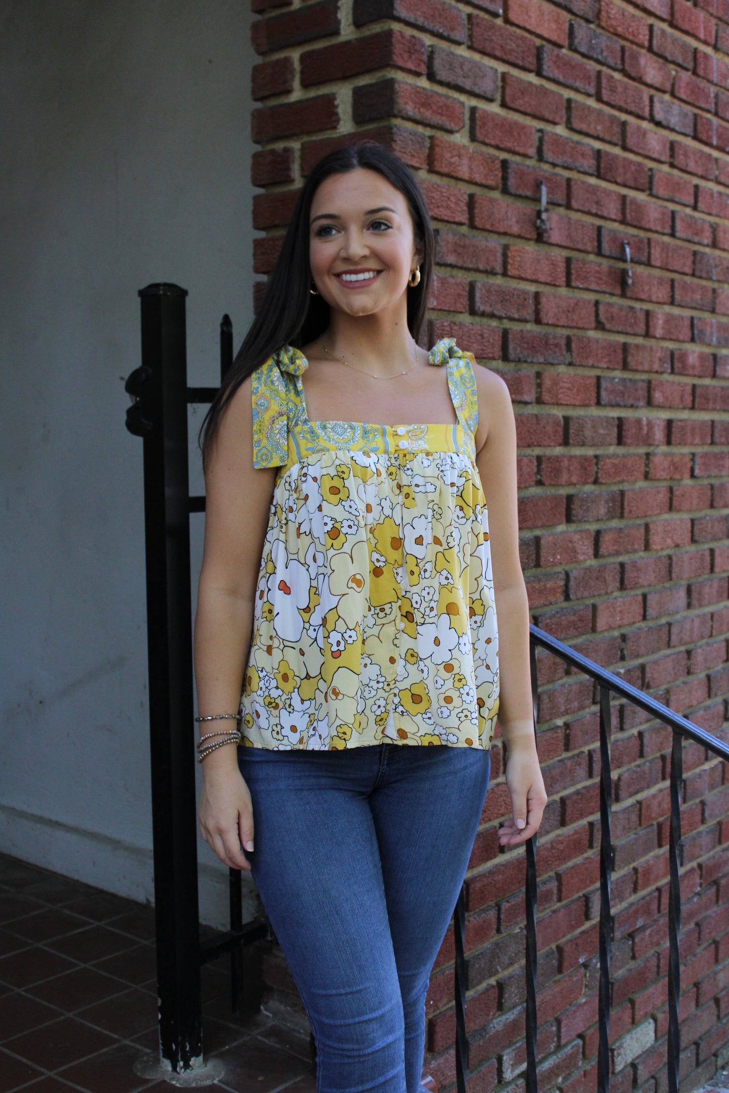 Yellow Floral Tank Top RTS