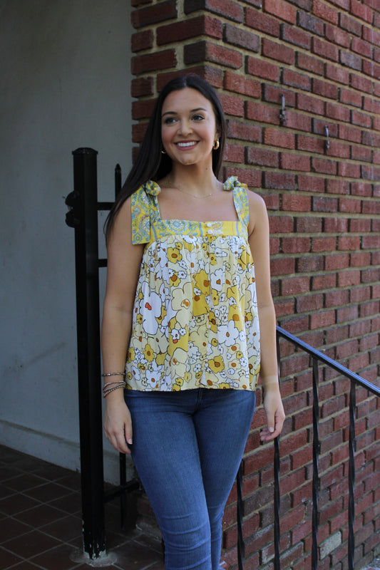 Yellow Floral Tank Top RTS