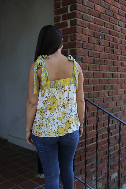 Yellow Floral Tank Top RTS