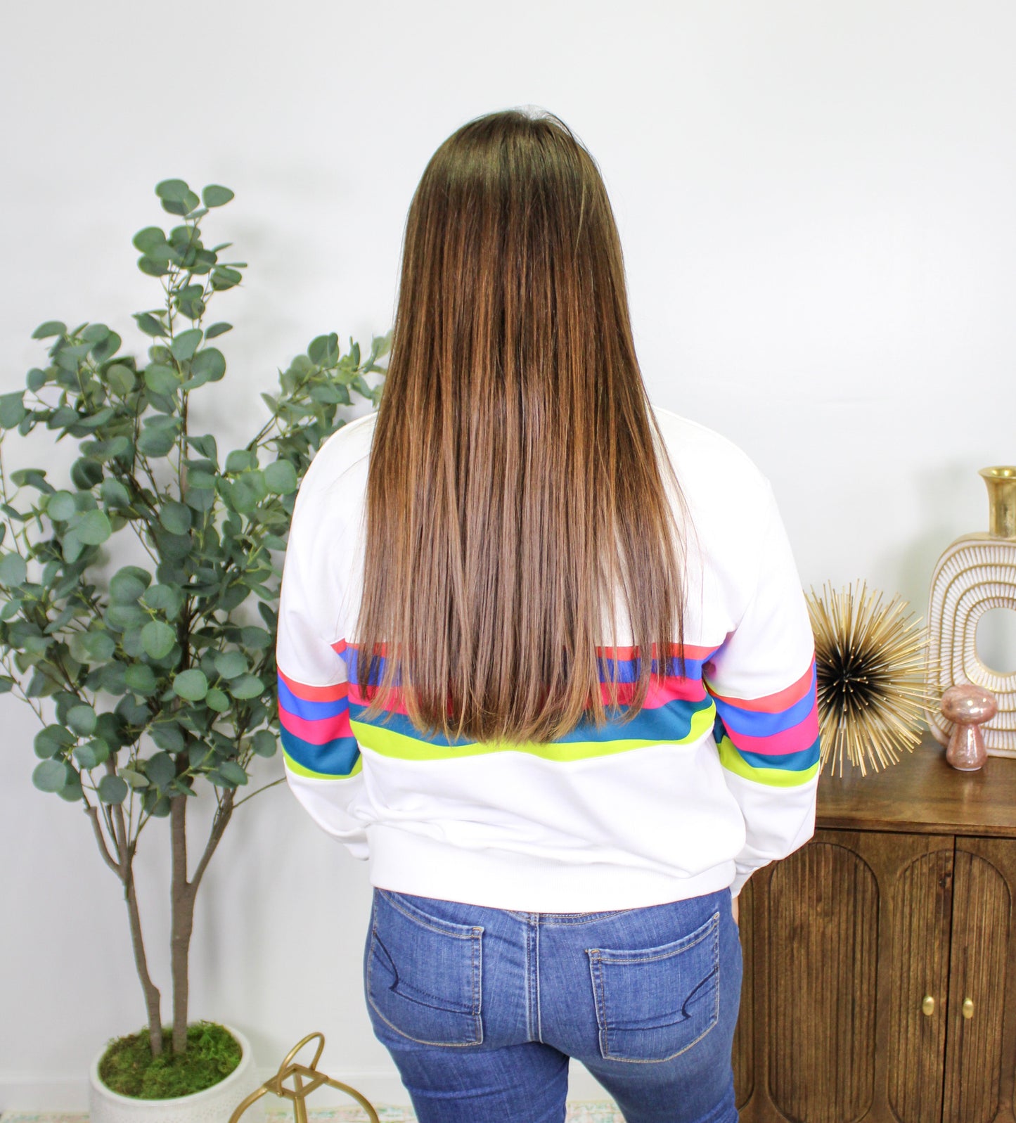 White Accent Stripe Tee July.