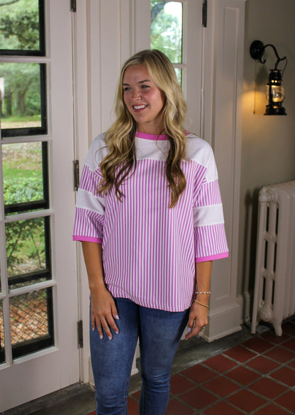 Purple Striped Patchwork Tee RTS