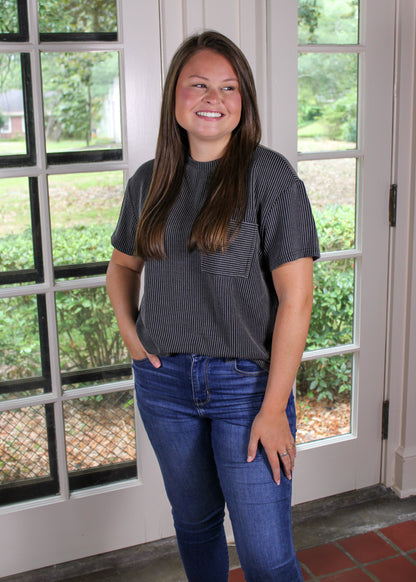 Grey Knit Pocket Tee RTS