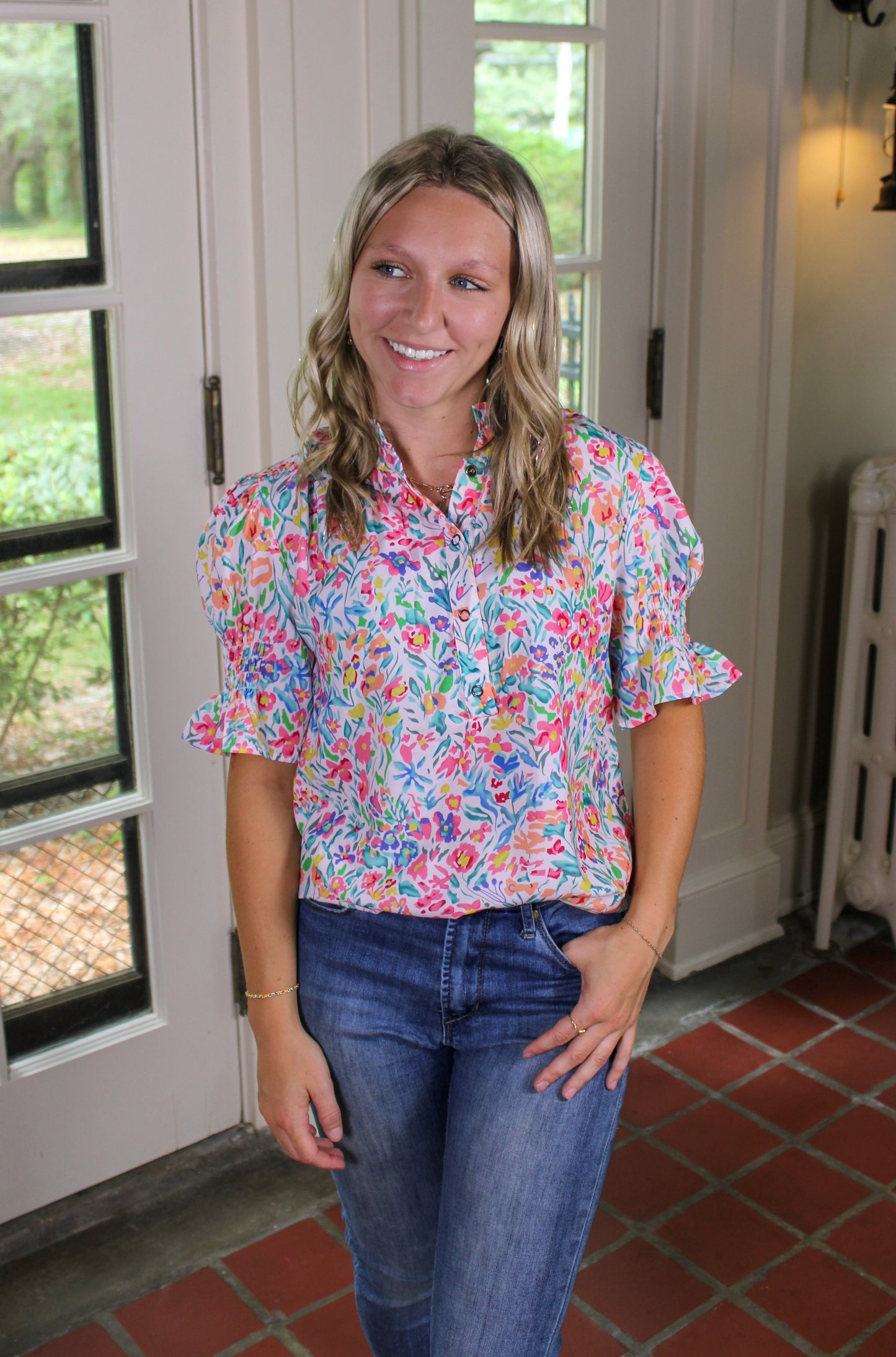 Floral Puff Sleeve Blouse RTS