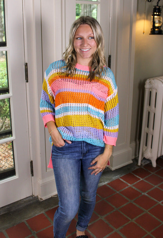 Rainbow Hollow Knit Sweater RTS