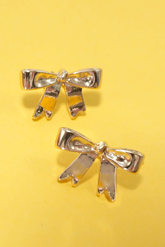 RADIANT GOLD MODERN BOW EARRINGS | 80E5491: GOLD