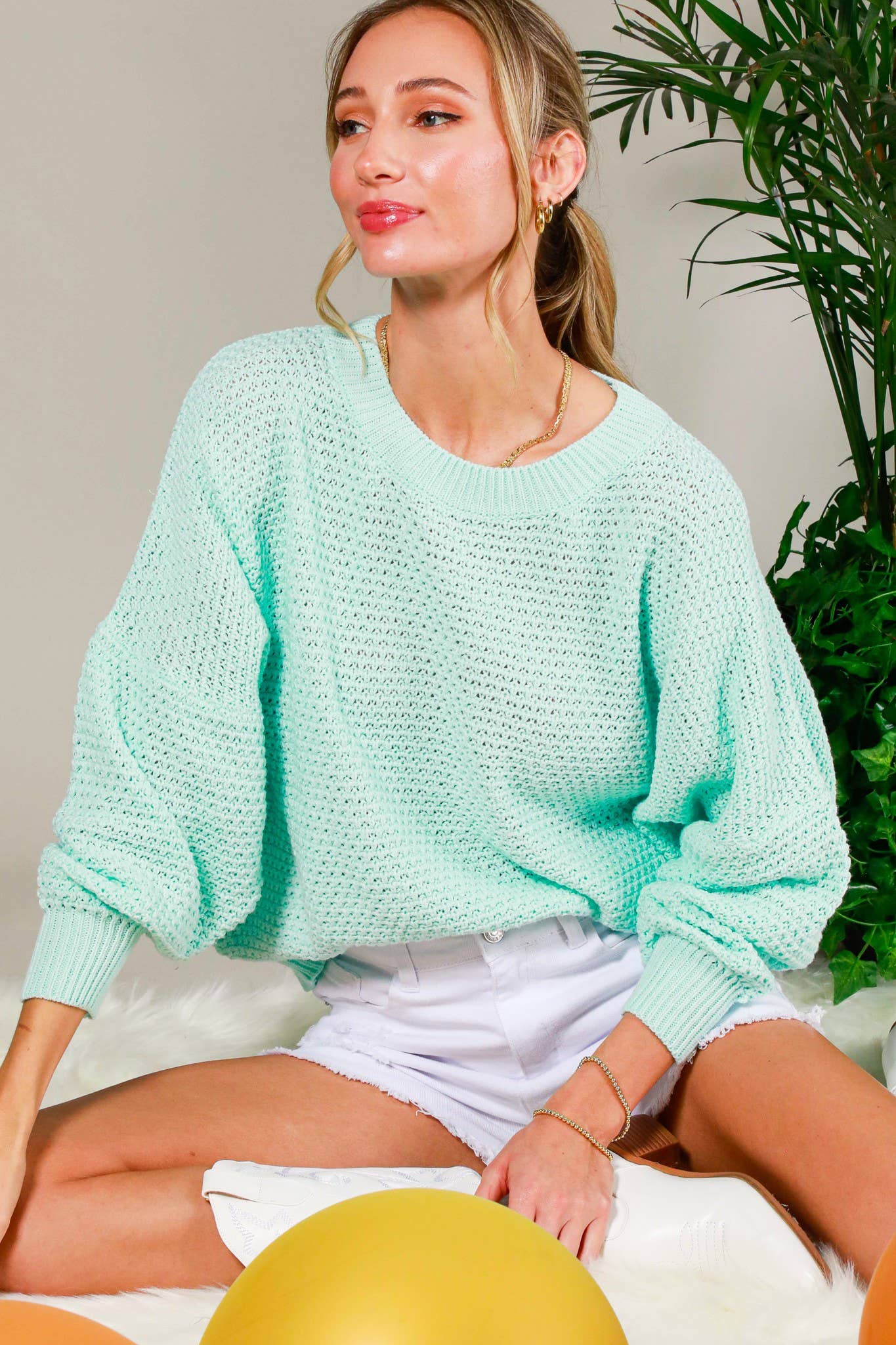 Mint textured sweater