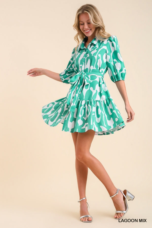 Lagoon Collared Belted Dress