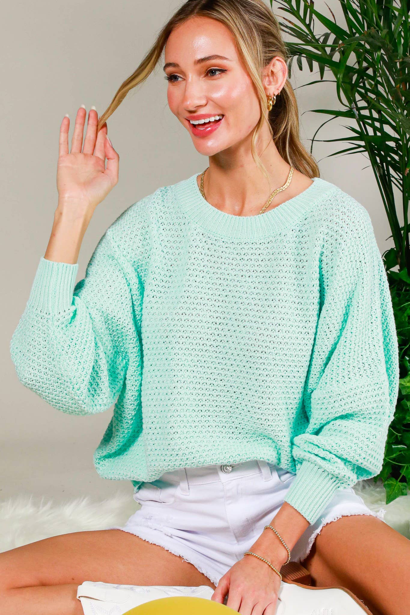 Mint textured sweater