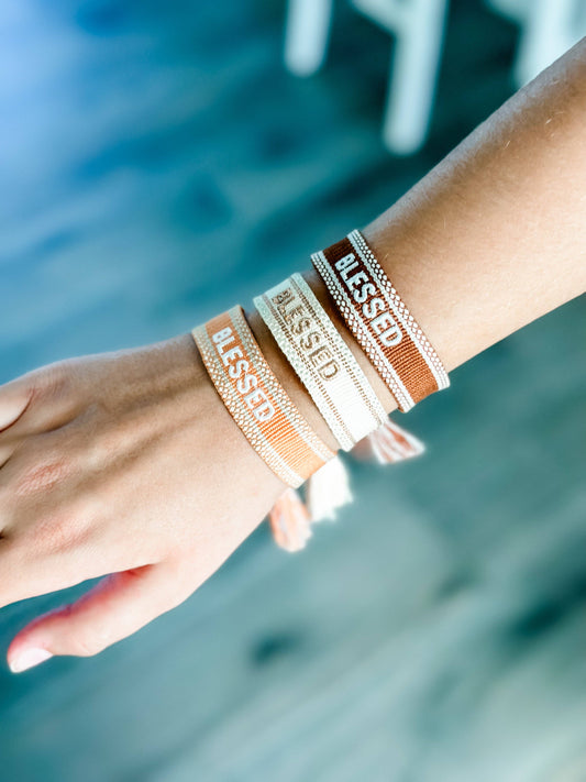 "Blessed" Woven Bracelets: Neutral