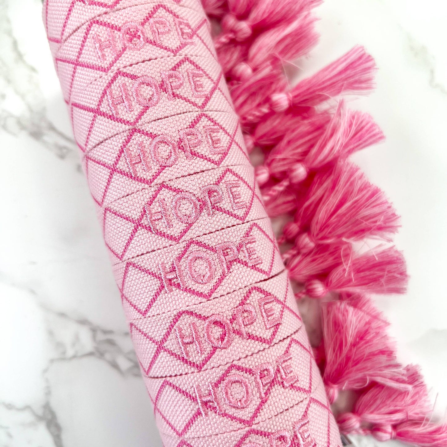 Hope Pink Breast Cancer Awareness Embroidered Bracelet