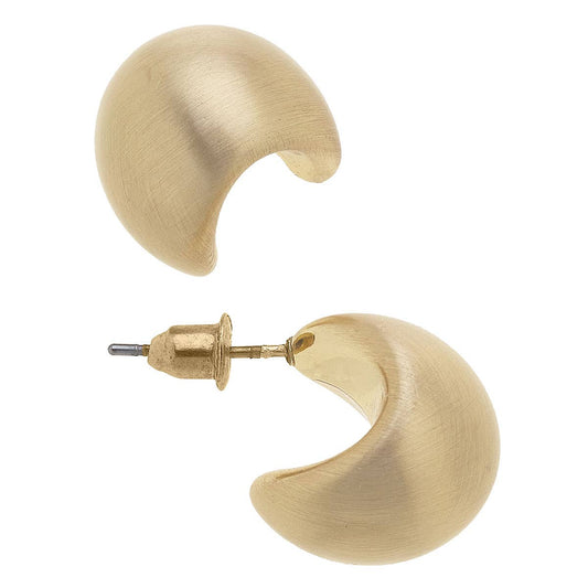 Icon Mini Tapered Puff Hoop Earrings: Satin Gold