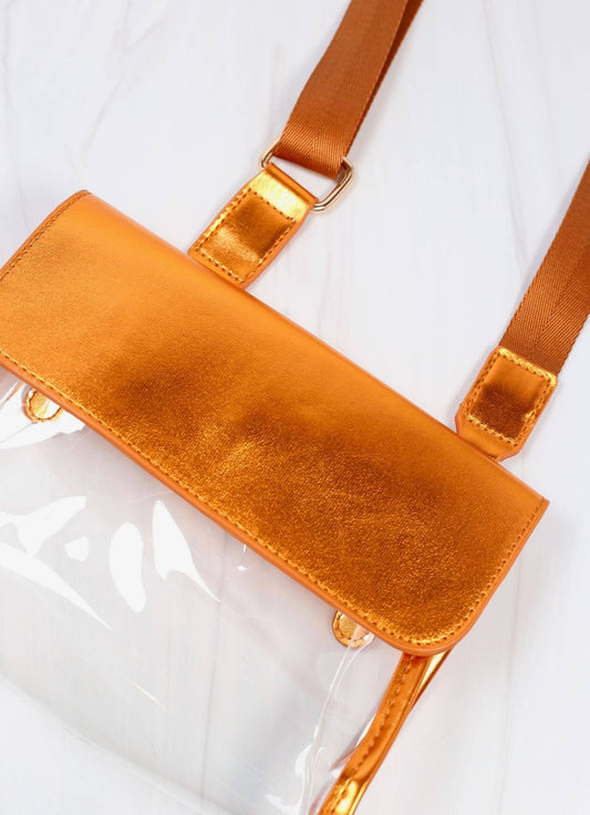 Tatum Convertible Clear Bag METALLIC ORANGE