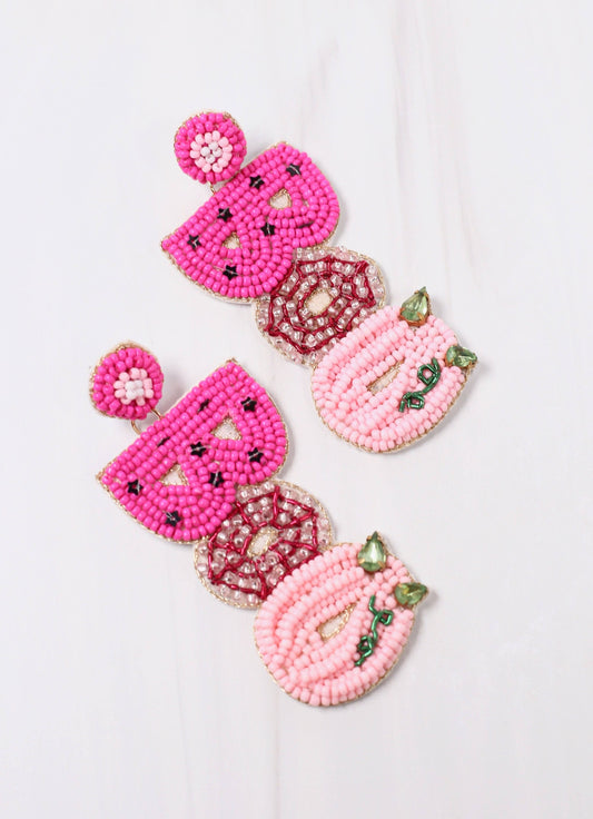 Boo Beaded Drop Earring PINK