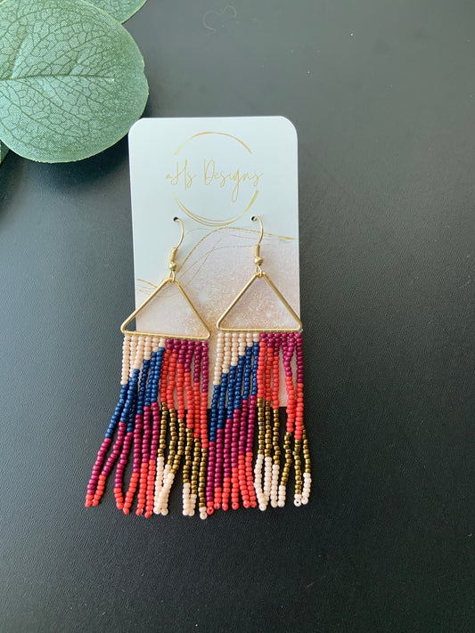 St. Barts Beaded Fringe Dangle Earrings